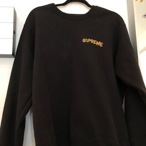 Supreme Black Sweatshirt Wavy Logo in Orange/Green
